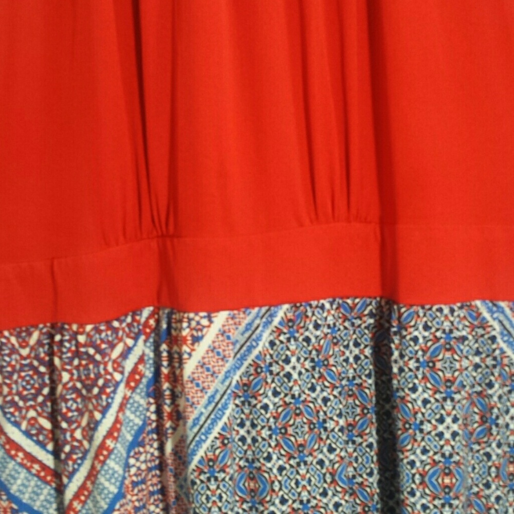 Ashley Stewart Maxi Dress Red Blue Print - Picture 4 of 8